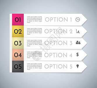 信息图表设计矢量和营销图标可用于工作流布局图表手动报告网页设计 具有 5 个选项步骤或流程的业务概念图片