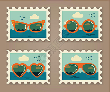 夏季邮票眼镜图片