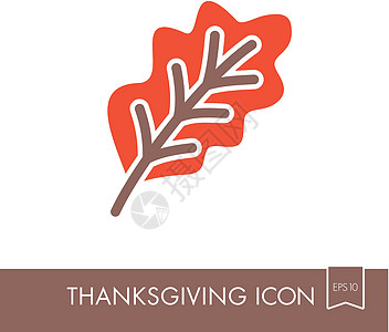 秋叶橡树图标橡木黄色叶子季节性红色插图感恩收成季节森林图片