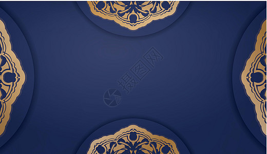 在徽标或文字下设计时带有希腊金装饰品的深蓝色横幅图片