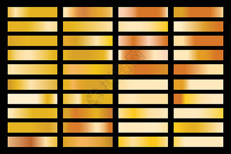 带有闪亮金色全息图的金属渐变系列 全息箔纹理金色玫瑰棕色和金色渐变 矢量集为设计光泽收藏材料框架床单橙子横幅辉光奢华青铜图片