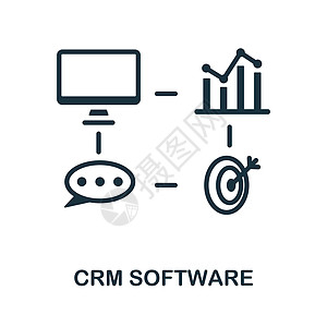 Crm 软件图标 来自客户关系集合的单色标志 用于网页设计 信息图表等的软件图标说明图片