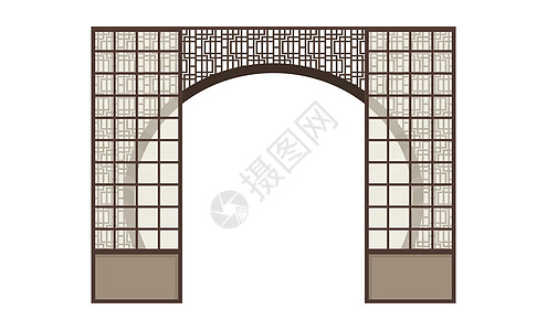 舒吉 日本传统滑动门 矢量插图图片