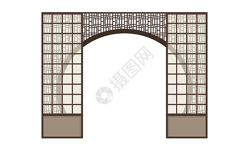 舒吉 日本传统滑动门 矢量插图背景图片