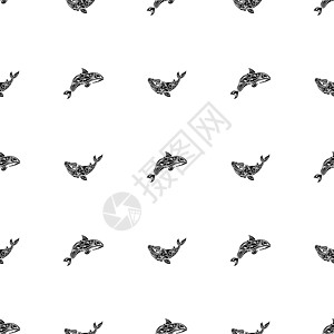 无缝黑白模式 有简单风格的鲸鱼 适合服装和纺织品 矢量插图 Name图片