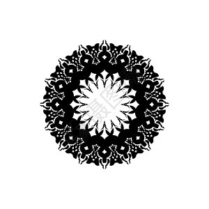 曼达拉黑白标志 编织设计要素 瑜伽标志矢量白色插图装饰蜂窝装饰品圆圈黑色织物卡片圆形图片