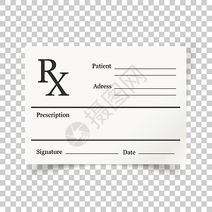 平面风格的现实处方图标  Rx 文档矢量插图在白色隔离背景上 纸业经营理念药物药品抗生素医院笔芯健康笔记访问疾病软垫图片