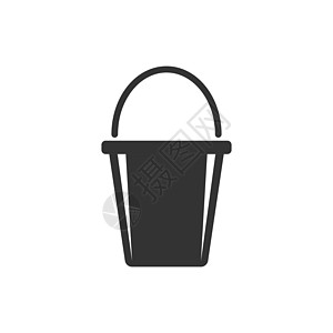 平面样式的桶图标 白色孤立背景上的垃圾桶矢量插图 桶经营理念垃圾工作按钮器具看门人房子图片