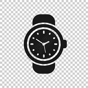 平面样式的手表图标 孤立在白色背景上的手时钟矢量插图 时间手链经营理念乐器石英小时测量配饰圆圈手镯警报手腕跑表图片