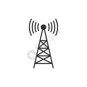 平面样式的天线塔图标 在孤立的白色背景上广播矢量图 无线网络经营理念电脑电视上网传播收音机插图信号海浪技术车站图片