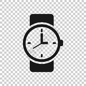平面样式的手表图标 孤立在白色背景上的手时钟矢量插图 时间手链经营理念配饰商业界面网络拨号男人石英圆圈电脑按钮图片