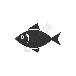 扁平风格的鱼图标 孤立在白色背景上的海鲜矢量图解 海洋动物经营理念生活水族馆海浪餐厅荒野野生动物钓鱼午餐插图宠物图片