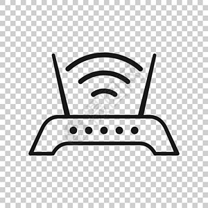 平面样式的 Wifi 路由器图标 白色孤立背景上的宽带矢量插图 互联网连接经营理念电子无线天线办公室信号网络网关电脑数据中风图片