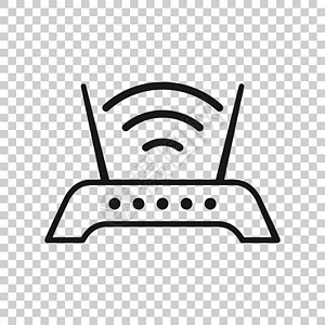平面样式的 Wifi 路由器图标 白色孤立背景上的宽带矢量插图 互联网连接经营理念电子无线天线办公室信号网络网关电脑数据中风背景图片