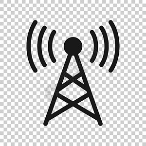 平面样式的天线塔图标 在孤立的白色背景上广播矢量图 无线网络经营理念收音机互联网技术车站发射机细胞电讯桅杆上网盘子图片