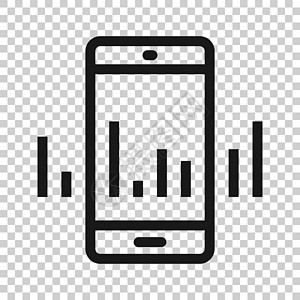 平面样式的电话图图标 白色孤立背景上的智能手机增长统计矢量图 小工具分析业务概念药片屏幕图表技术中风信息界面利润市场数据图片