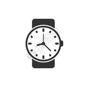 平面样式的手表图标 孤立在白色背景上的手时钟矢量插图 时间手链经营理念商业带子跑表网站测量电脑配饰男人小时技术图片