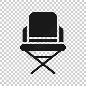 扁平风格的导演椅图标 白色孤立背景上的生产者座位矢量图解 电影经营理念制作人家具剧院视频电脑摄影工作室磁带商业生产背景图片