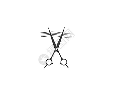 白色背景上的剪刀和毛发图标 矢量插图卷曲理发师标签女士商业温泉女性身体修剪发型图片
