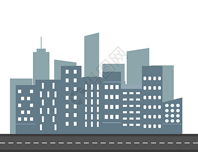 城市 风景 视野平坦 矢量插图 简单设计摩天大楼生态景观卡通片房子街道季节窗户全景建筑图片
