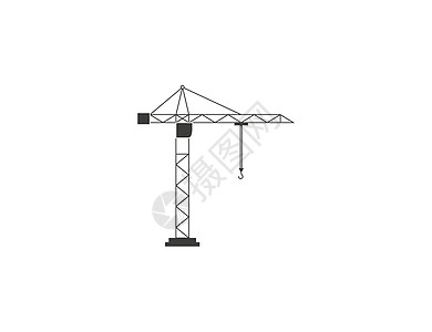 起重机 高塔起重机图标 矢量插图黑色重量白色技术金属工作工程商业建筑学标识图片