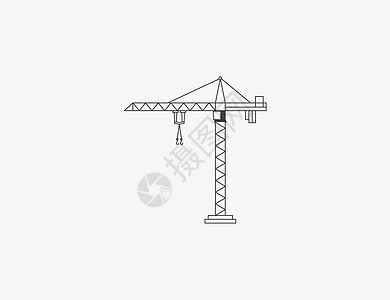 起重机 高塔起重机图标 矢量插图标识工程机械机器工作建筑学货物工业重量电缆图片