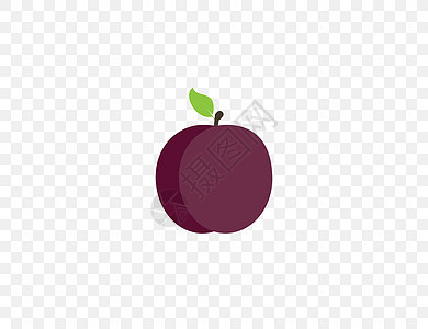 水果 李子图标 矢量插图 平面设计紫色标识健康饮食杂货店艺术叶子植物农业食物甜点图片