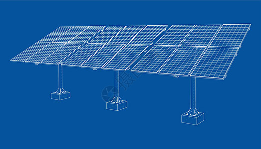 太阳能电池板概念  3 的矢量渲染活力蓝图草图车站绘画阳光建造业电池框架太阳图片