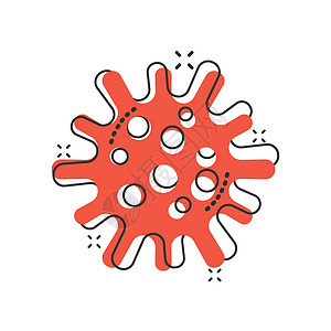 具有漫画风格的疾病细菌图标 白色孤立背景的过敏卡通矢量说明 微生物病毒喷发效应商业概念 笑声细胞灰尘风险流感卡通片害虫孢子感染模图片