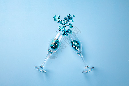 香香槟杯 面彩平板创造力庆典静物纪念日周年派对纸屑玻璃图片