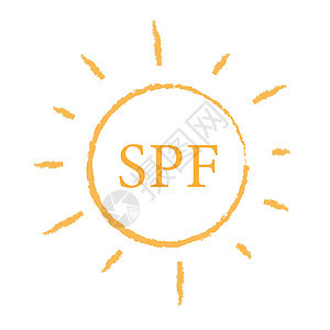 SPF 防晒图标设计 紫外线符号  SPF 太阳星座 紫外线辐射标识插图阳光皮肤棕褐色橙子射线危险太阳化妆品图片