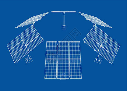 太阳能电池板概念  3 的矢量渲染能源技术生态工程环境蓝图电池车站阳光草图图片
