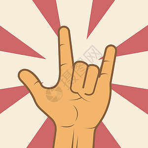 岩石手动手势矢量背景插图概念设计艺术军旗拇指流行音乐传单星星派对潮人绘画青少年图片