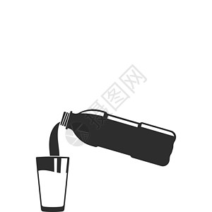 白色杯子将瓶装矿泉水倒入玻璃矢量插图设计模板流动苏打塑料器皿杯子食物奶制品口渴瓶子饮料插画