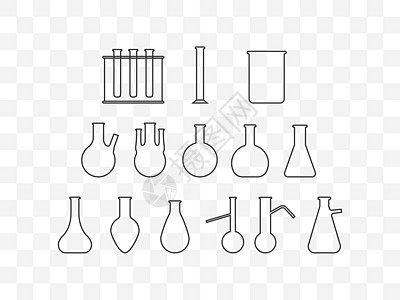 玻璃瓶 实验室图标 矢量插图 平面设计化学测量烧杯技术加热生物学科学标识线条玻璃图片