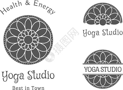 烘焙工作室瑜伽工作室矢向 Lologo 模板集药品徽章卫生标识保健锻炼冥想活力平衡温泉插画