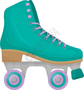 绿色老式溜冰鞋 用于步行和运动 用白色背景孤立的矢量插图图片