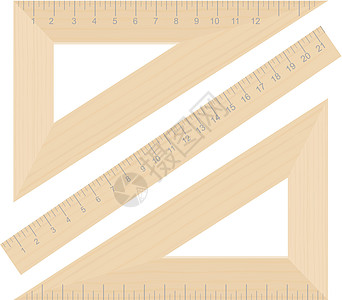 Wooden 三角三角标尺矢量插图 以白色背景隔离图片