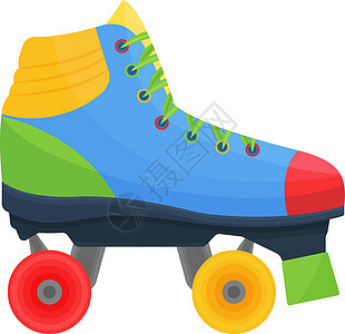 明亮的多色轮滑鞋 有红色 蓝色 橙色和绿色 适合散步和运动 孤立在白色背景上的矢量图解图片