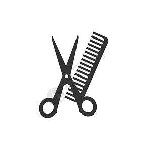 剪刀和梳子图标 矢量说明 平面设计店铺服务头发配饰网络女孩理发店工具发型塑料图片