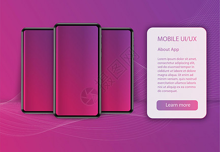 逼真的智能手机样机  3d 手机与渐变抽象背景上的空白屏幕电子粉色框架互联网工具展示插图电话细胞商业图片
