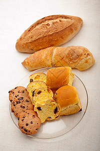 甜食面包和饼干的选择营养蛋糕馅饼午餐食物甜点脆皮面包小麦小吃图片