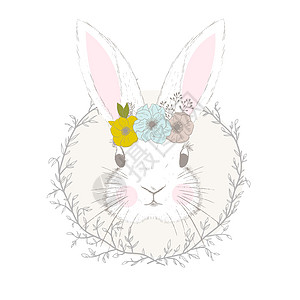 可爱的小兔子或兔子矢量打印婴儿房婴儿淋浴贺卡儿童和婴儿 T 恤和穿着图片