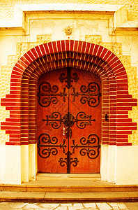 旧门金属入口建筑建筑学木头楼梯古董棕色框架房子图片