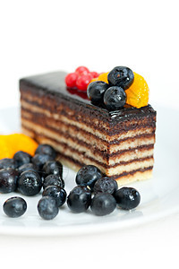 巧克力和水果蛋糕糕点奶油甜点宏观橙子醋栗面包浆果馅饼食物图片
