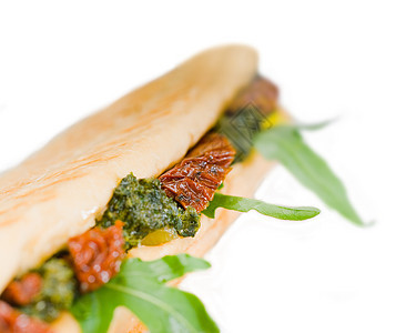 帕尼尼三明治火箭蔬菜草本植物小吃面包美食宏观营养叶子炙烤图片
