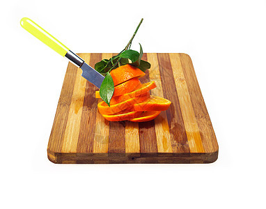 新鲜橙色切片橙子果汁宏观水果工作室木板木头营养叶子食物图片