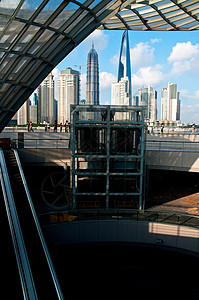 从 puxi 的上海布东风景中心外滩高楼场景经贸建筑蓝色商业金融办公室图片