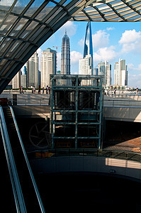 从 puxi 的上海布东风景中心外滩高楼场景经贸建筑蓝色商业金融办公室背景图片