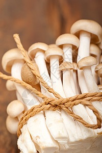 新鲜野生蘑菇蔬菜乡村荒野桌子厨房美食宏观木头菌类团体图片